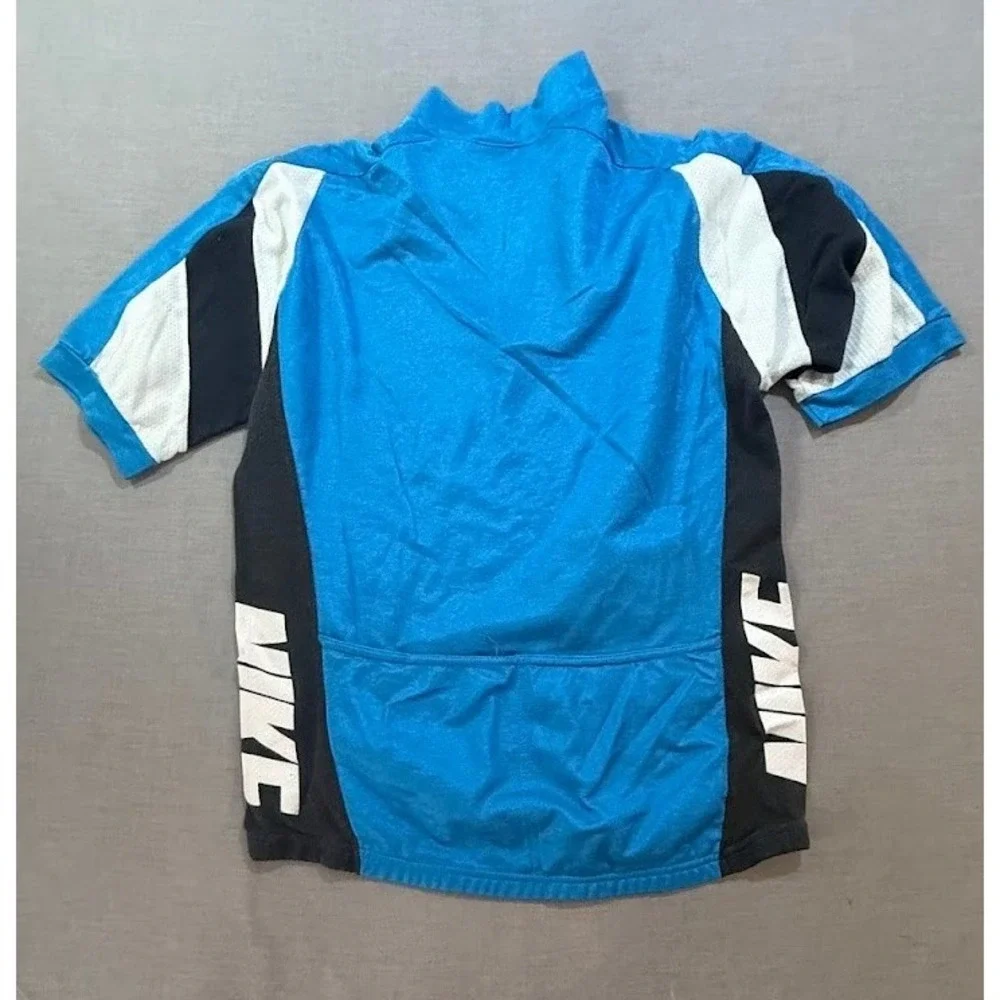 Vintage Nike Mens Blue Coloblock 1/4 Zip Shirt Mens S Made IN USA Short‎ Sleeve